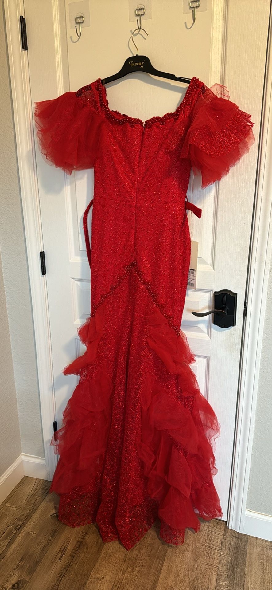 Red Dress Ruffled 