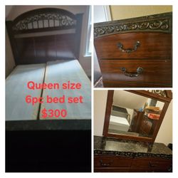 6 PC Bed Set QUEEN SIZE FRAME 