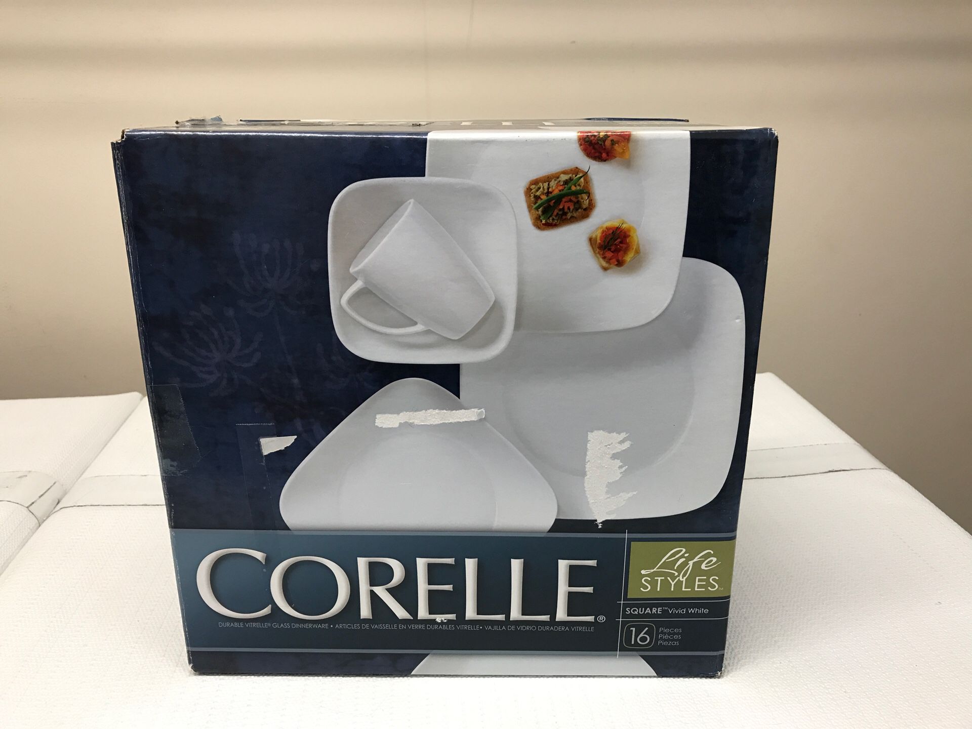 New Corelle Square Dinnerware Set Vivid White 15 Pieces