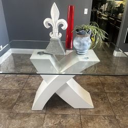 Glass Table With White Table Base