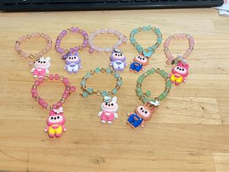 8 NEW bracelet character pearl bead cute pink green