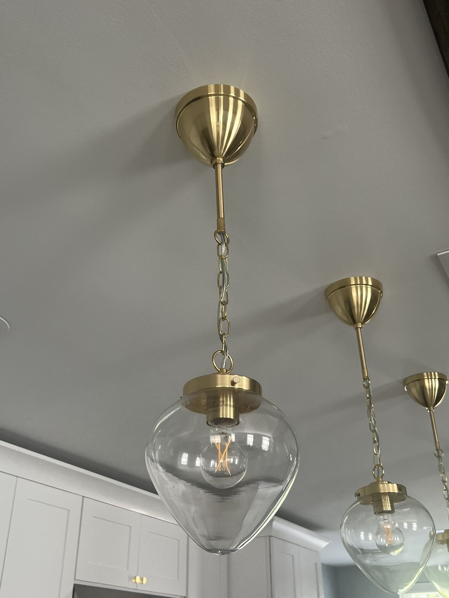 IKEA ÅTERSKEN Pendant lamp, clear glass/onion, Brass