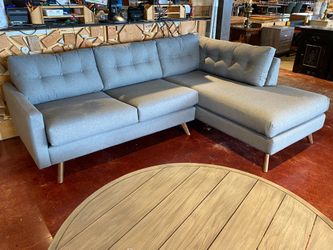 JOYBIRD Hopson Apartment Sectional w/ Bumper in Grey