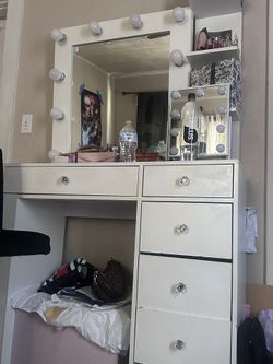 Vanity with Mirror And Shelves