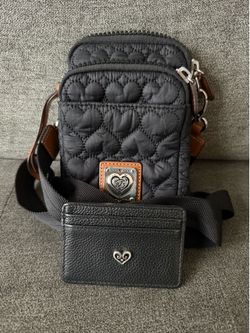 Black Brighton Crossbody Phone Bag Purse with Matching Card Holder