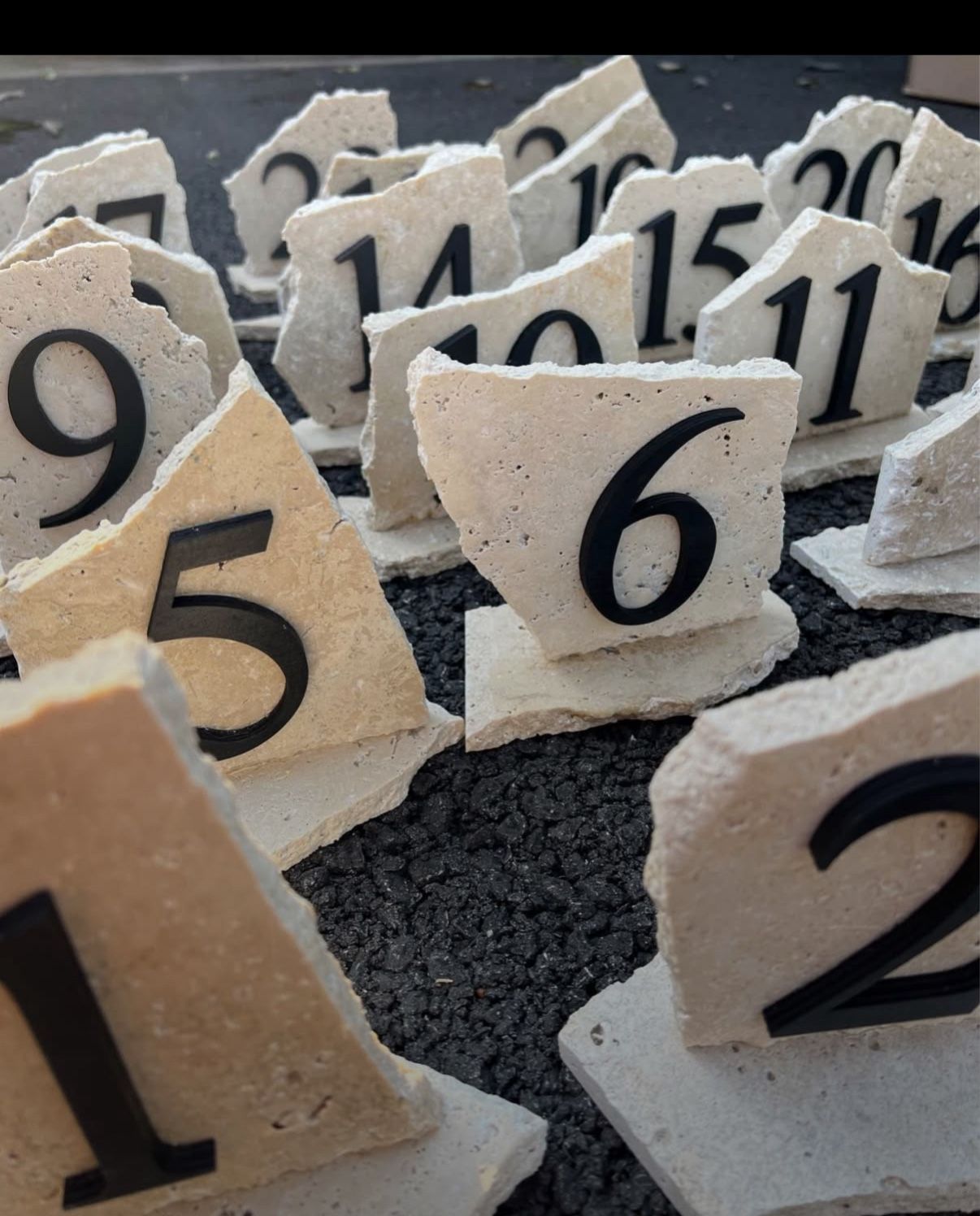 Travertine Table Numbers - For weddings and Other Events