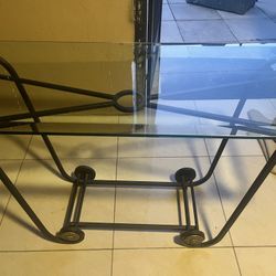 Beautiful entryway, glass table, heavy duty, metal, and glass
