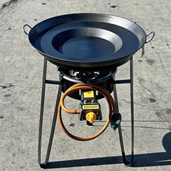 comal de fierro bola abajo para enchiladas con base y quemador incluido