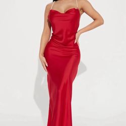 Fashion Nova Red Classy Silk Dress
