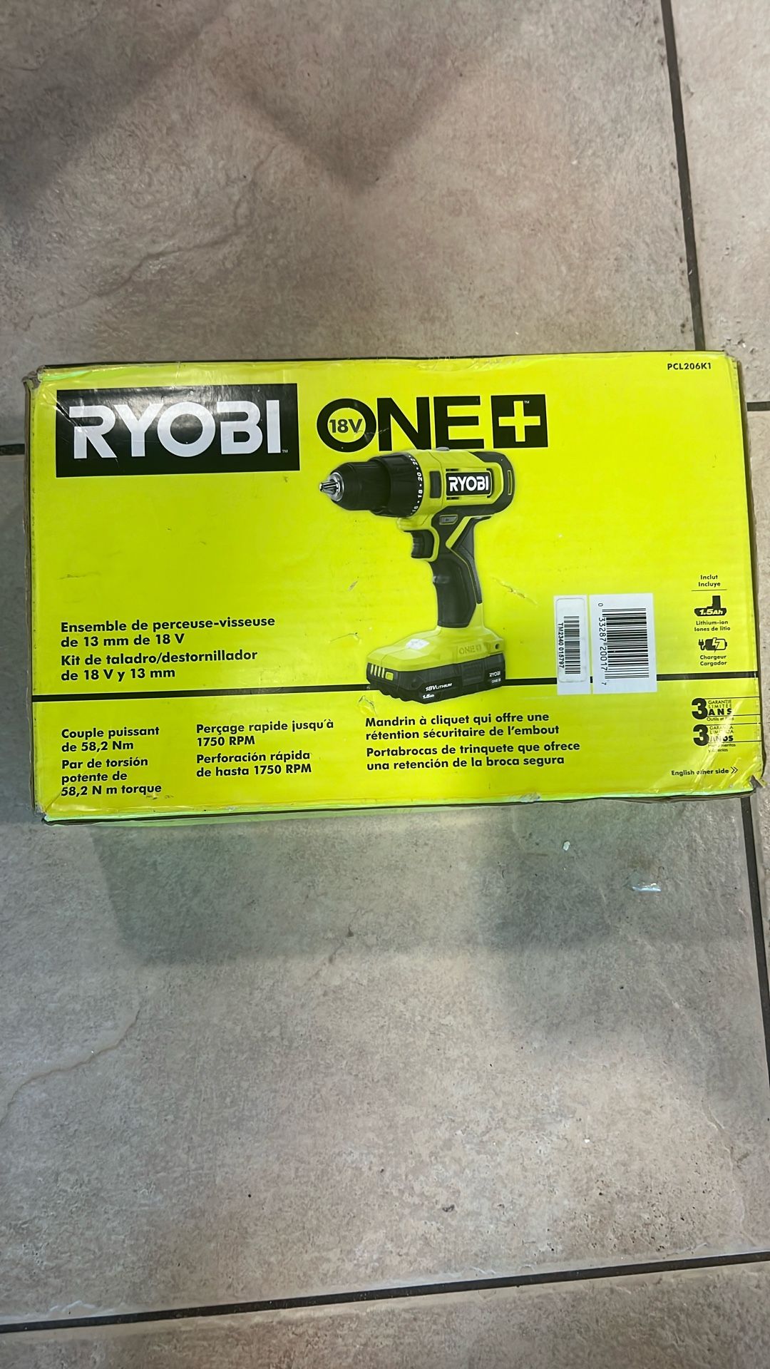 Ryobi Pcl206k1 18v 1/2 Drill/driver Kit. W/batt And Charger. New