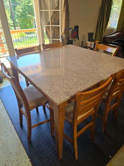 Real granite Pub table and 6 chairs