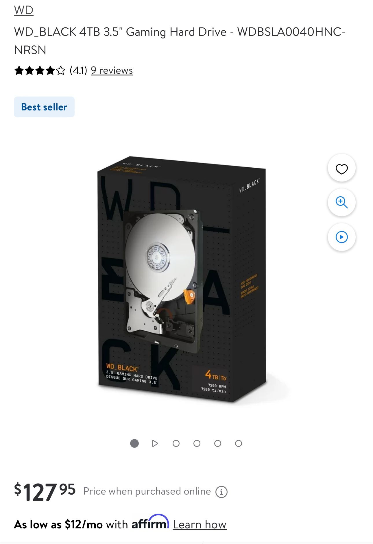 WD_BLACK 4TB 3.5" Gaming Hard Drive