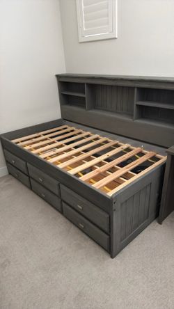 Twin bed frame with 6 drawers