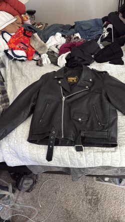 Motorcycle Leather Jacket Large