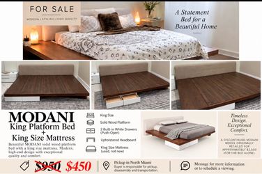 Modani King Platform Bed with Mattress