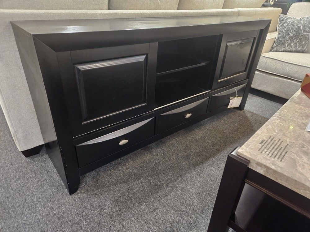 Brand New Black TV Console (31.4" H x 67.4" W x 16.8" D)