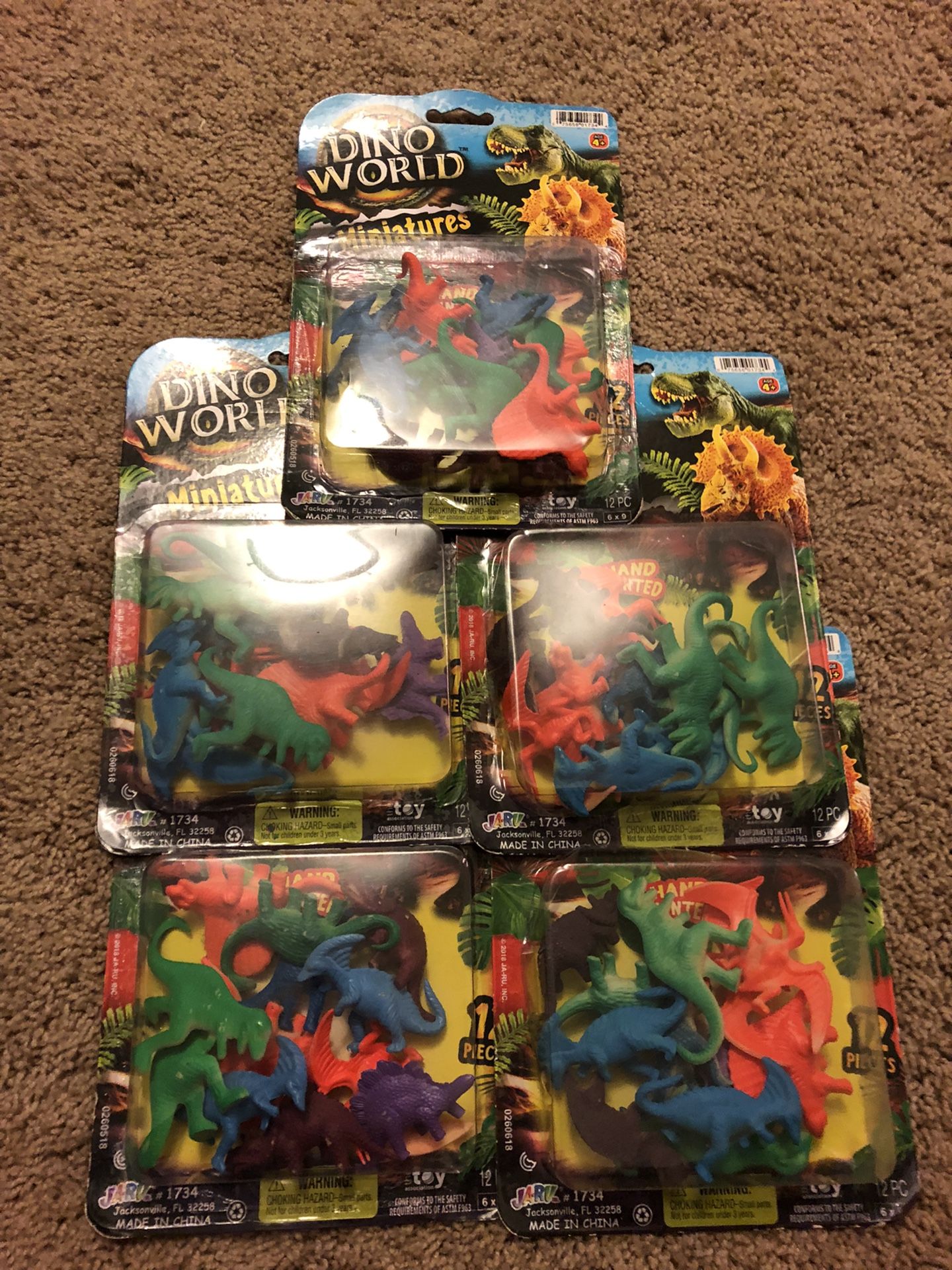 5-packs Hand Painted Mini Dinosaurs.