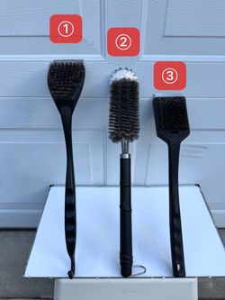 Three-piece barbecue grill cleaning brush / with metal scraper / grill cleaning tool set