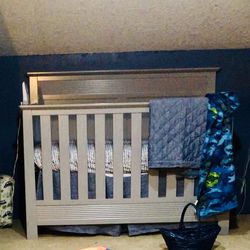 Grey Convertible Crib / Toddler Bed