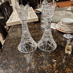 Pair Of Deplomb Candle Holders Crystal
