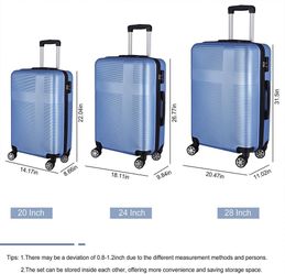 Suitcase, Carry On Hardside Luggage with Retractable Pole and Spinner Wheels Suitcase Set 3 Piece with TSA Lock and Built-in Compression Straps for Tr