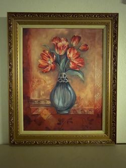 Framed Flowers In Vase Art Print