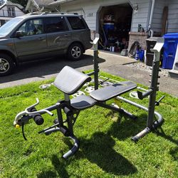 2 Piece weight bench with bar and weights
