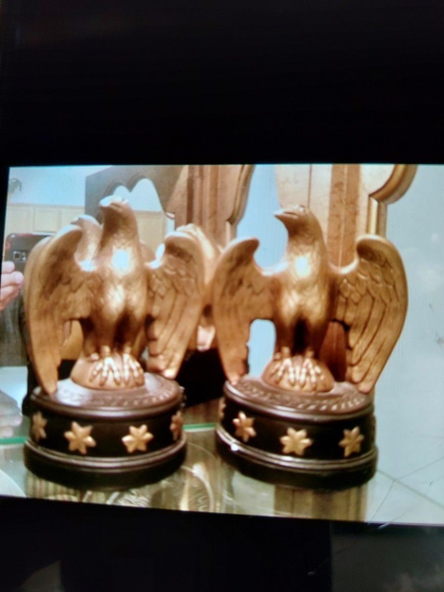 Vintage Metal Clad Borghese Eagle Bookends