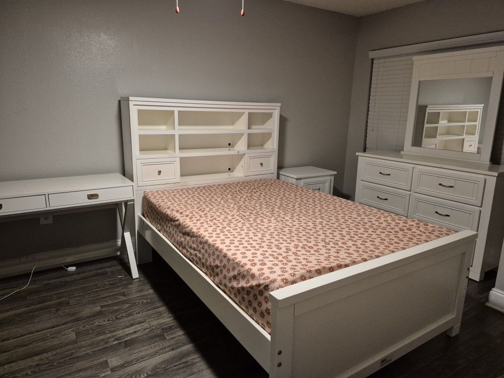 Kids Cottage Color White Full Bookcase Bed Set