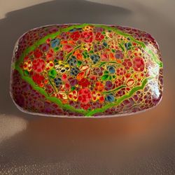 Elegant & Smooth Hand Painted,Handmade Floral Art Kashmiri Paper Mache Jewelry Box 7”in By 4”inch
