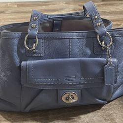 Coach Penelope F19044 Large Blue Pebble Leather Purse