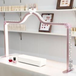 KEDAO Nail Light for Desk Half Moon Light for Nail Desk 34Inch Foldable LED Table Lamp Manicure for Table Adjustable Dimmable Half Moon Lamp for Lash 