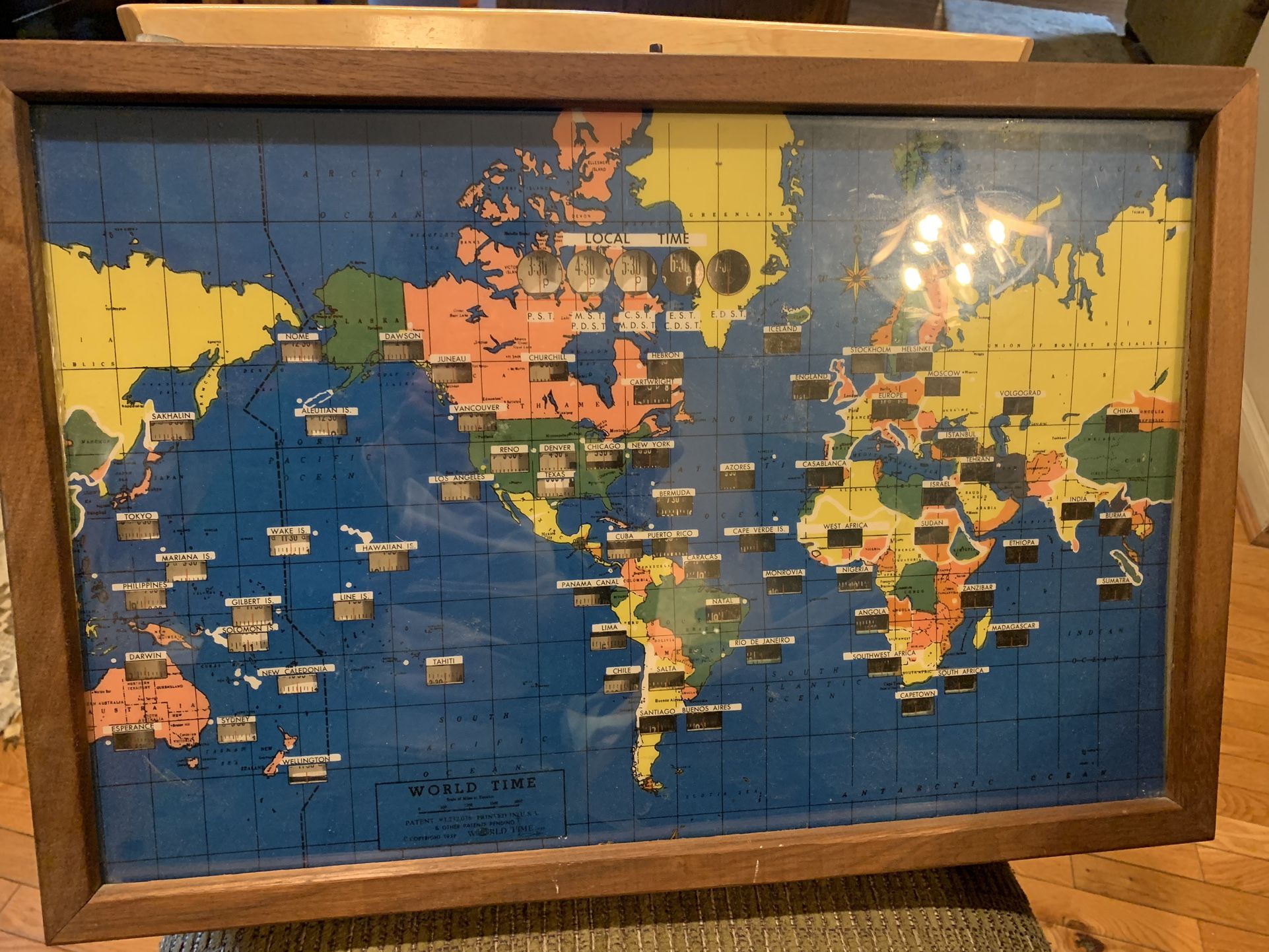 Vintage Time Zones Wall Hanging