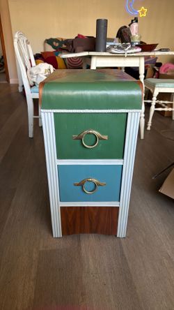 Colorful Painted Blue/Green Nightstand