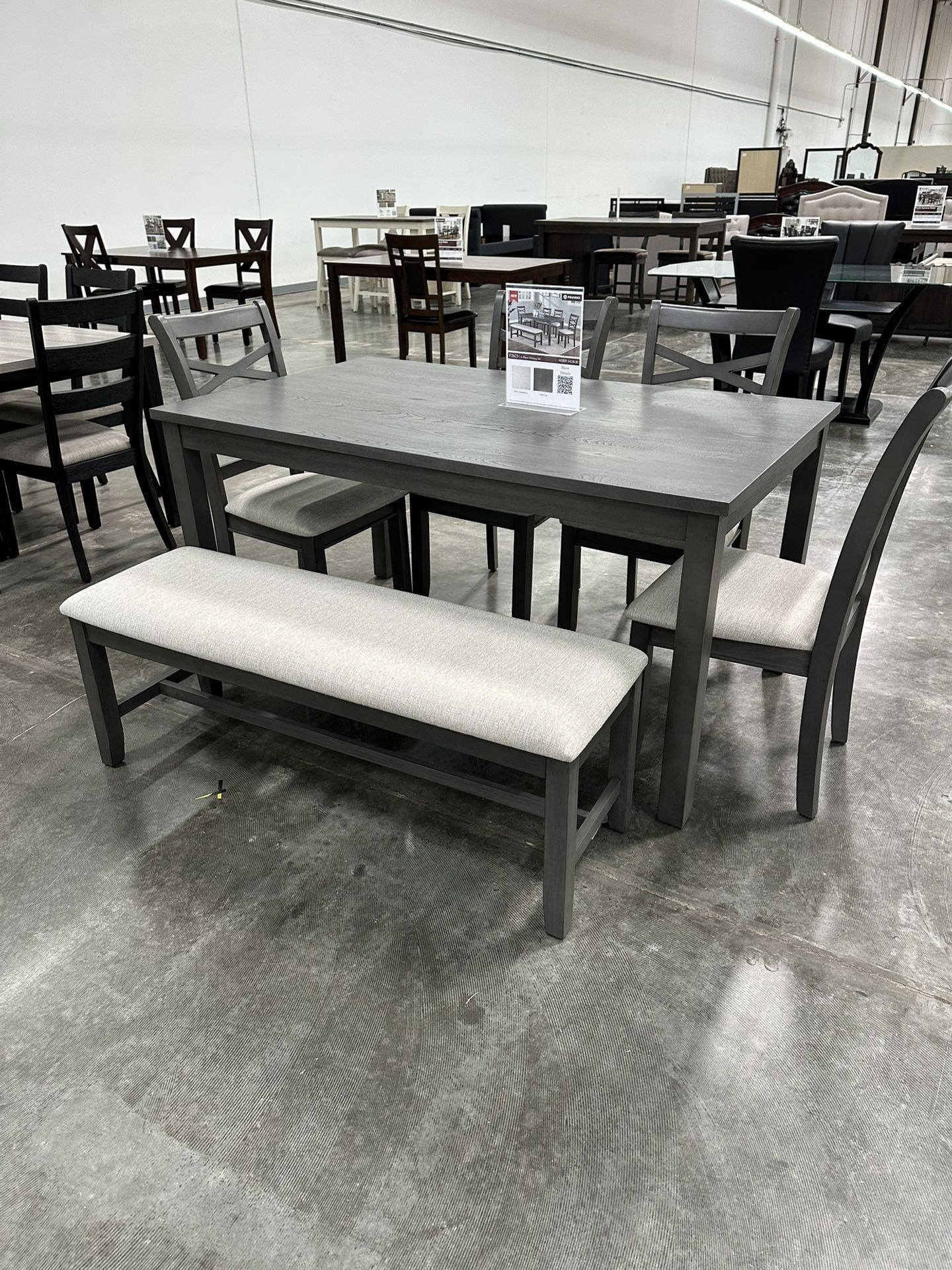 6 Pcs Dining Set Table + 4 Chairs + Bench Color: Espresso. Bonito Conedor De 6 Piezas Color Cafe. 💢 Comedor De 6 Piezas Nuevo En Caja