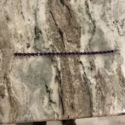 925 Sterling Silver bracelet Amethyst Tennis Bracelet 