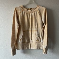 Roxy, Women’s Mustard Front Pocket Zipper Back Sweater, Size M