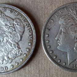 Lot Of 2 Morgan Dollars: 1900 O & 1902