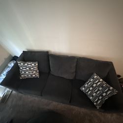 Couch Charcoal Gray With Pillows 