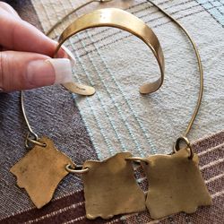 Vintage Brass Necklace and bracelet