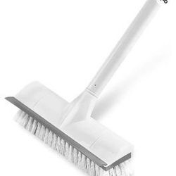 Floorw Scrub Brush with Long Handle, 2 in 1 Scrape and Brush