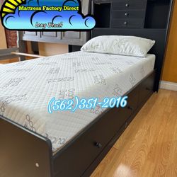 Twin Bed With Original Bamboo Mattress Foam Set 
