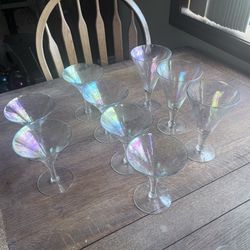 Vintage Hand Blown Iridescent Martini Glasses