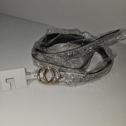 Trendy Rhinestone Silver Belt with Gold Accents NEW 