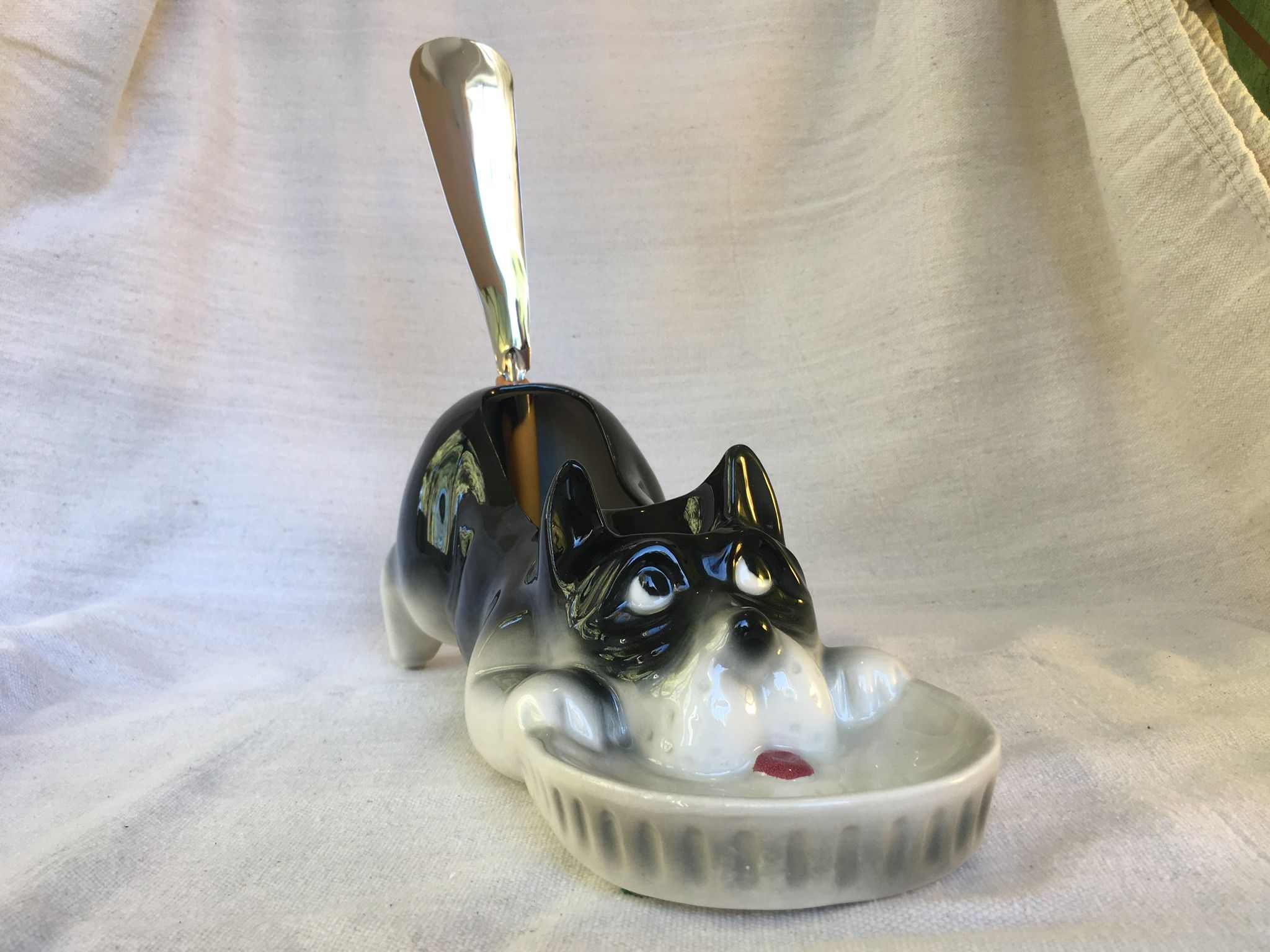 Vintage Ceramic Men's Dresser Caddy Valet Scottie Dog Trinket/Jewelry Holder