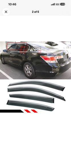 For  Honda accord 2008- 2012  CLIP-ON TYPE SMOKE TINTED WINDOW VISOR W/ CHROME TRIM