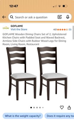 Beautiful 2 dark wooden chairs with grey upholstery!