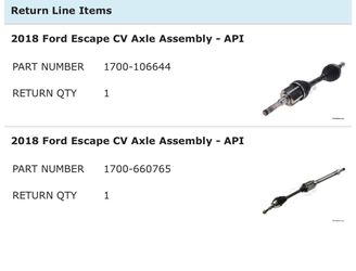 2018 ford escape cv axle