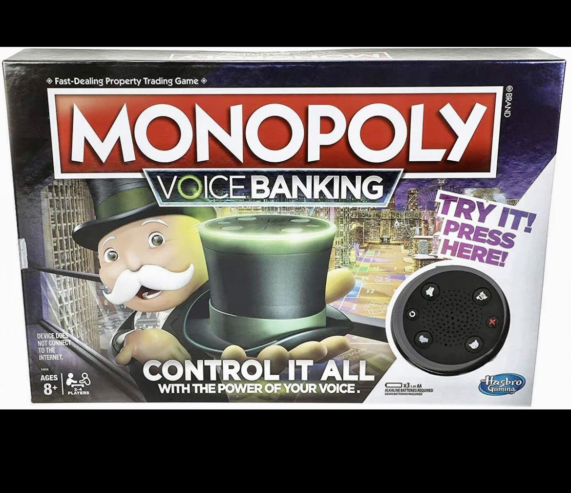 Monopoly Voice Banking Electronic Family Board Game for Ages 8 & Up Hasbro, New and Sealed
