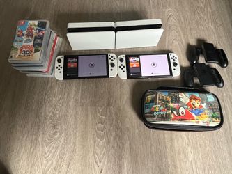 2 Nintendo Oleds With Games and Controllers